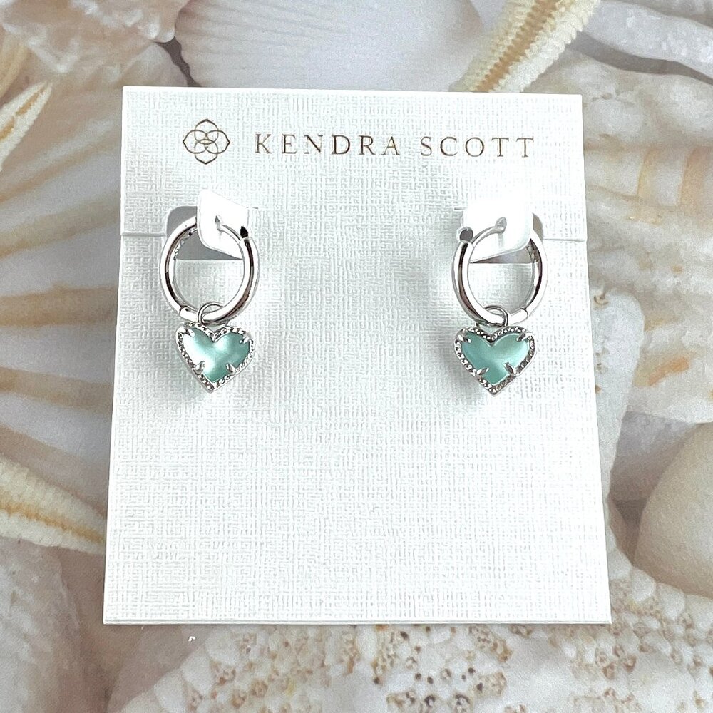 Kendra Scott Ari Heart Light blue illusion silver earrings